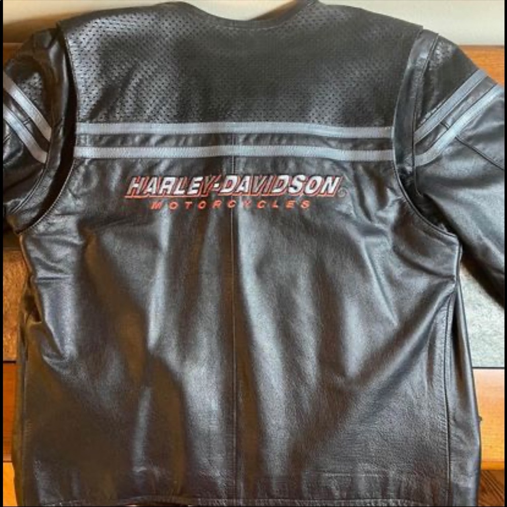 Genuine leather Harley Davidson motorcycle jacket.